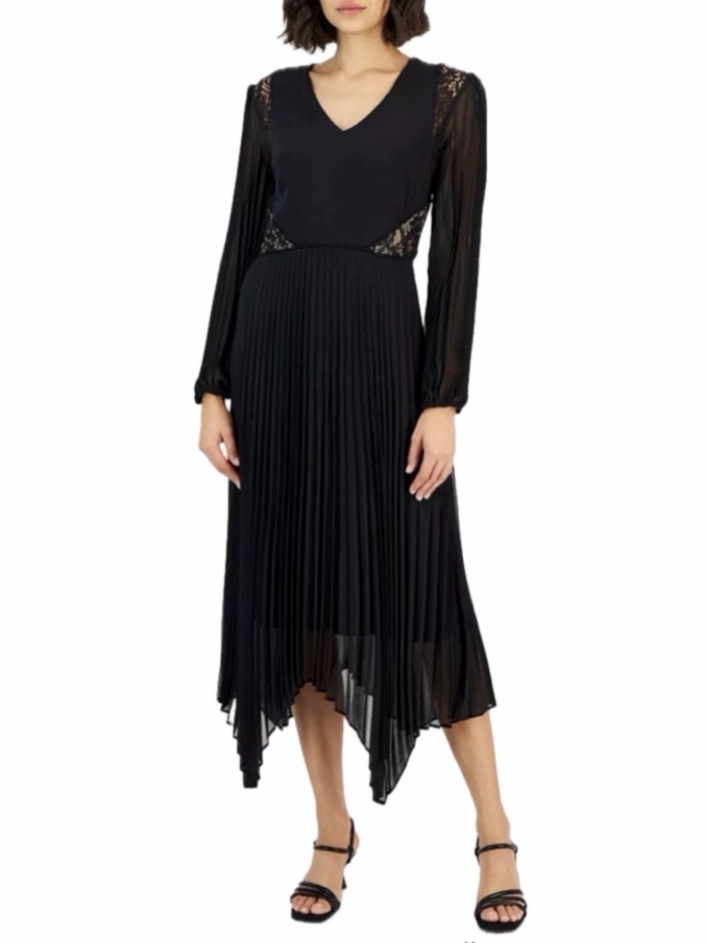 NWT Taylor Lace-trim Pleated Fit & Flare Dress size 8